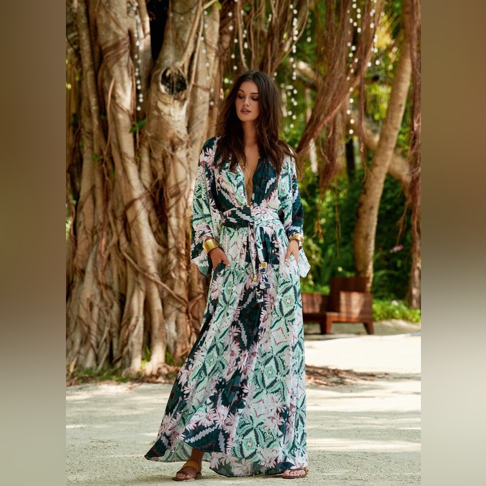 Melissa Odabash ERIN EDEN BELTED KIMONO MAXI DRESS